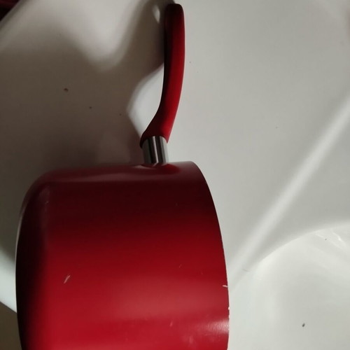 Presto Mini Tescoma saucepan 12cm red with slight rim bend