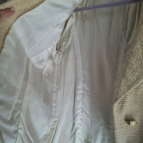 Elegant custom made jacket cardigan with gold thread M/L like new, beige gold