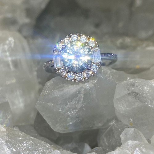 Silver Ring with Moissanite Size 6, Handmade