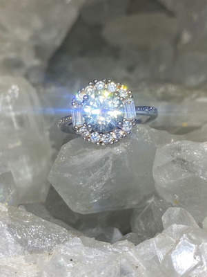 Silver Ring with Moissanite Size 6, Handmade