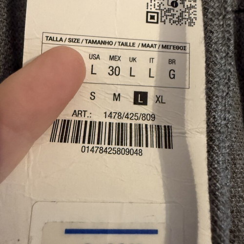 Zara Casual Elastic Pants Large Size Grey new with tag