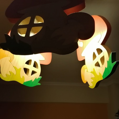 Gabeliz wooden mushroom house lamp for children's room