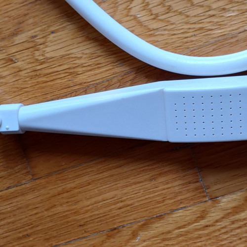 Plastic bathroom shower head used with flexible hose and dual connection