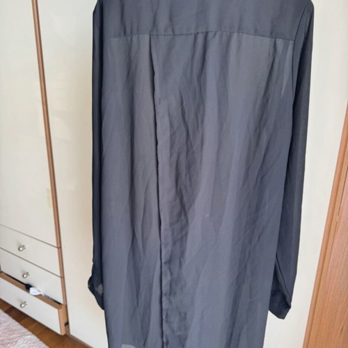 See through shirt with opening Pink Woman black like new, size XL