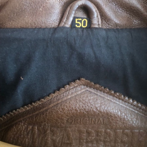 Trapper leather jacket coat new brown size 50 Italian