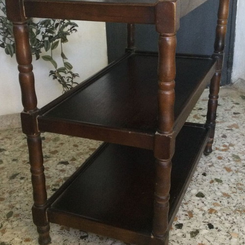 Vintage television stand used, solid walnut, 1970s