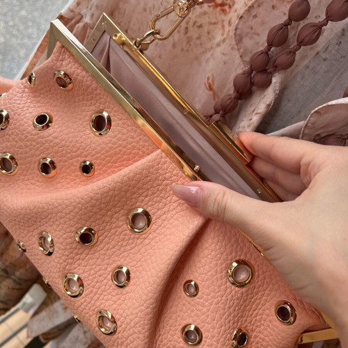 Handbag salmon color new with studs 44x25cm