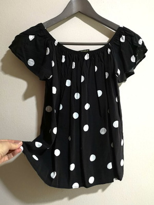 Summer polka dot blouse like new, black and white, size S/M