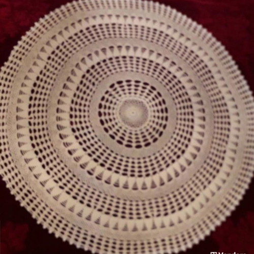 Handmade crochet doily in ecru color, diameter 0.75 m, new