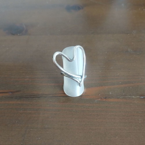 Silver 925 heart-shaped ring, handmade