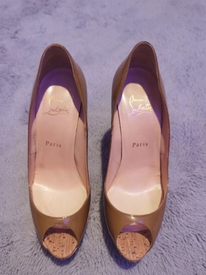 Christian Louboutin γόβες Lady Peep Cork μεταχειρισμένες, μπεζ, μέγεθος 39