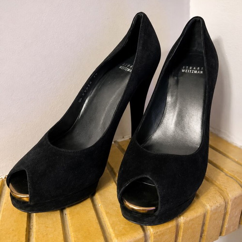 Stuart Weitzman Peep Toe Pumps Used, Black Size 38