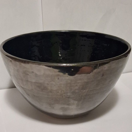 Eleni Vernadaki ADC studio pottery bowl with silver metallic surface