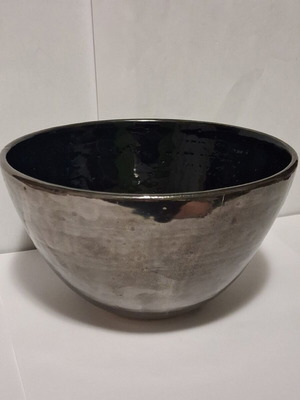Eleni Vernadaki ADC studio pottery bowl with silver metallic surface