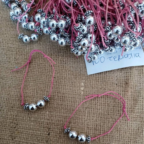 Baptism witness bracelets for girl, pack of 100 with metal beads