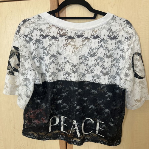 Peace And Chaos lace short sleeve blouse, black and white, S/M