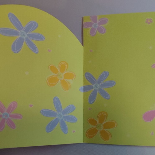Greeting card 3D with fabric butterfly and flowers, new