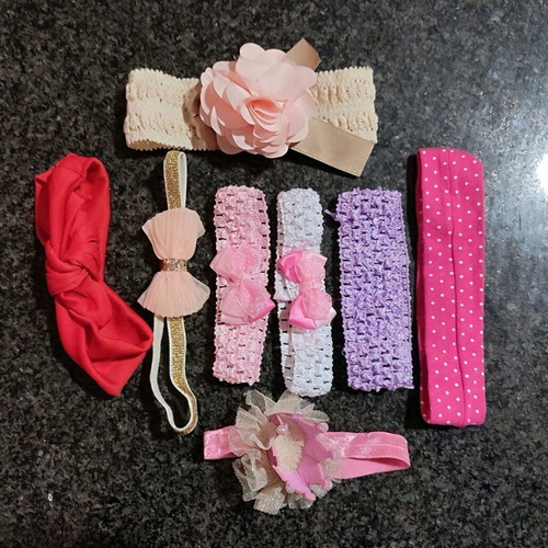 Baby hair ribbons like new, set of 8 multicolored