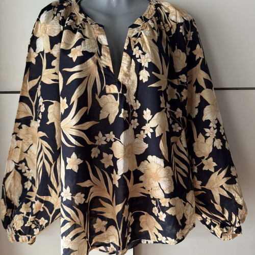 Witchery cotton blouse like new, size L, beige and blue