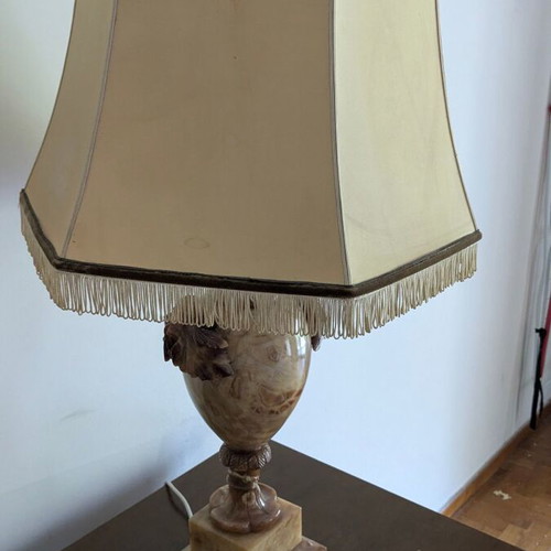Vintage table lamp made of natural onyx alabaster, classic style