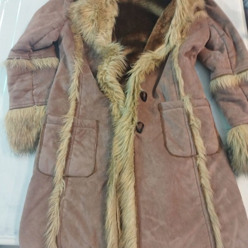 Moda Piu Long Coat like new, warm, with fur trim, brown, XL