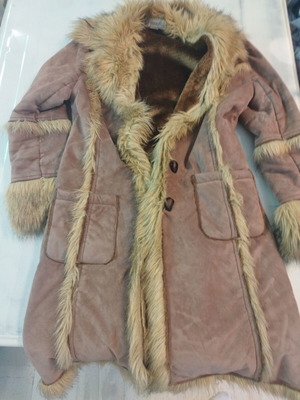 Moda Piu Long Coat like new, warm, with fur trim, brown, XL