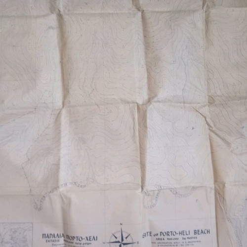 Topographic map used Porto Heli beach scale 1:1000 March 1964