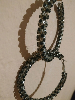 Hoop earrings 7.5 cm new, black and silver