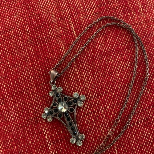 Cross rose bronze with zircon, like new