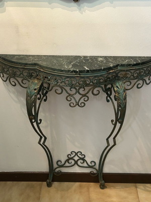Metal Console with Marble like new, Art Deco Style