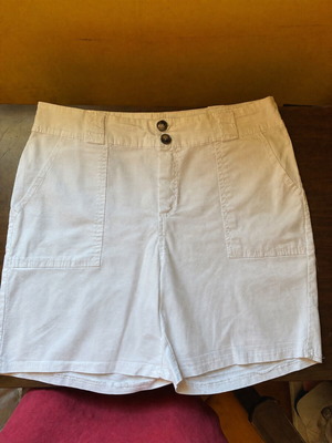 Attrattivo vintage Y2K white denim utility shorts cotton stretch L XL like new