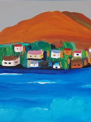 Landscape acrylic on cardboard, new 20×30cm