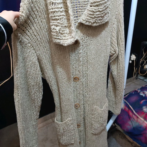 Wool coat 100% hand-knitted, new, beige