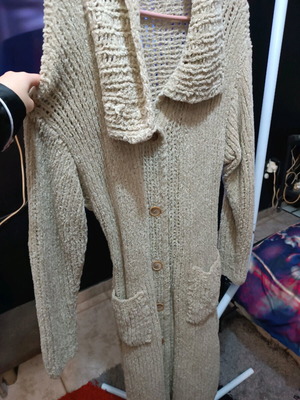 Wool coat 100% hand-knitted, new, beige