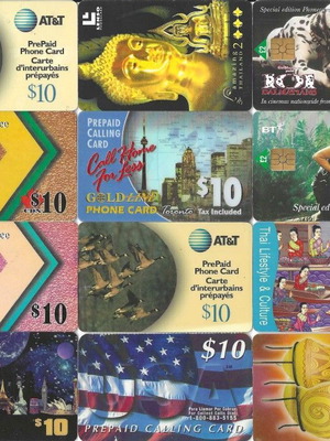Phone card collection used, pack of 33 with 27 international and 6 Greek cards