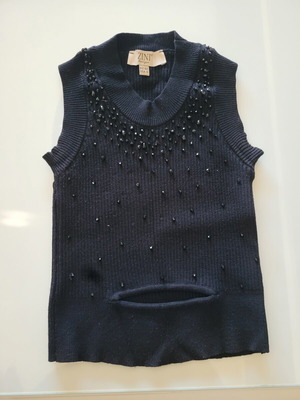 Zini women's knit crop top with embroidered stones, like new, black