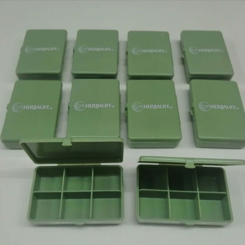 Herbalife pill organizer box new, green plastic, pack of 10