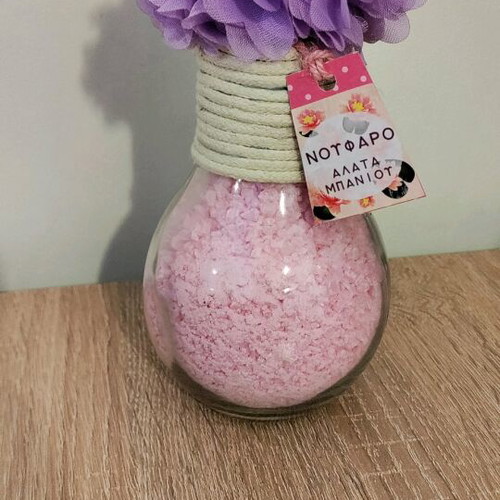 Decorative bottle with bath salts new, water lily scent