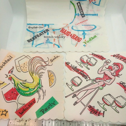 Collectible cocktail napkins set of three from the 70s