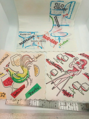 Collectible cocktail napkins set of three from the 70s
