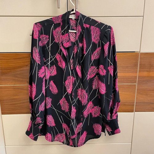 Reiss blouse like new, size S, dark blue with fuchsia floral print
