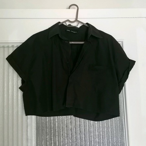 Cropped Zara short-sleeve shirt like new, black, size L
