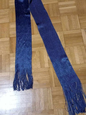 Scarf blue shiny with fringes like new