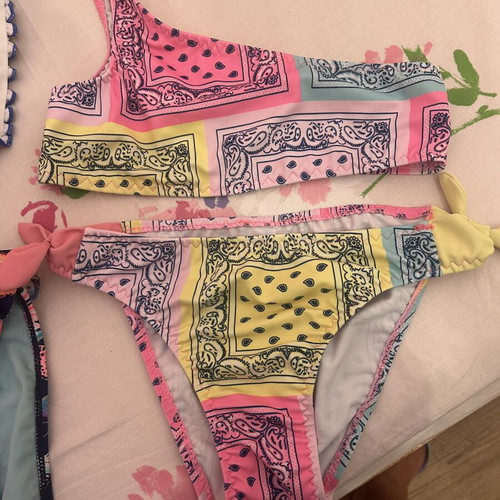 3 girls' bikinis for 9 years old with free straw hat