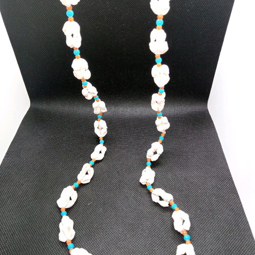Long necklace with natural shells and colorful beads like new