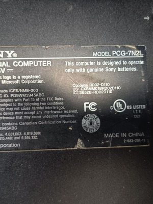 Sony Vaio PCG-7N2L used for spare parts
