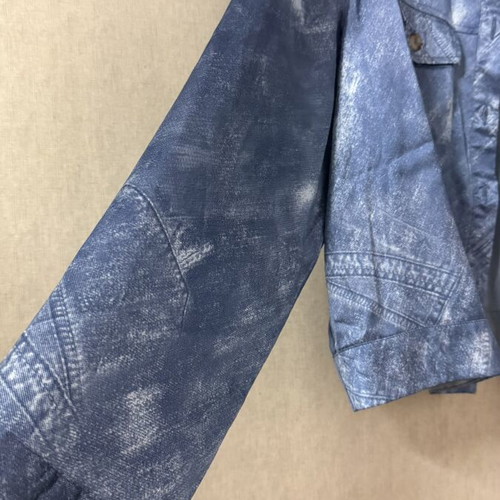 ASOS satin jacket with denim print