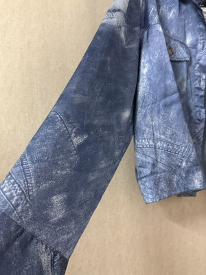ASOS satin jacket with denim print