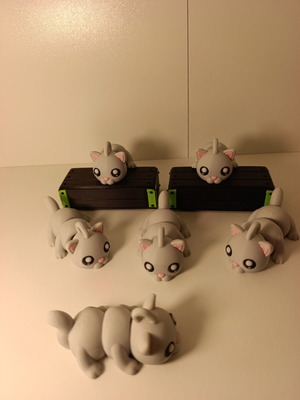 Flexi Cat 3D Printed μπρελόκ γκρι αρθρωτές γατούλες