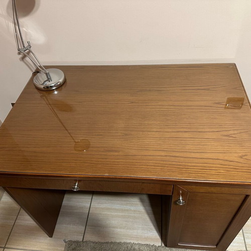 Handmade MDF walnut veneer desk like new, cabinet and drawer
